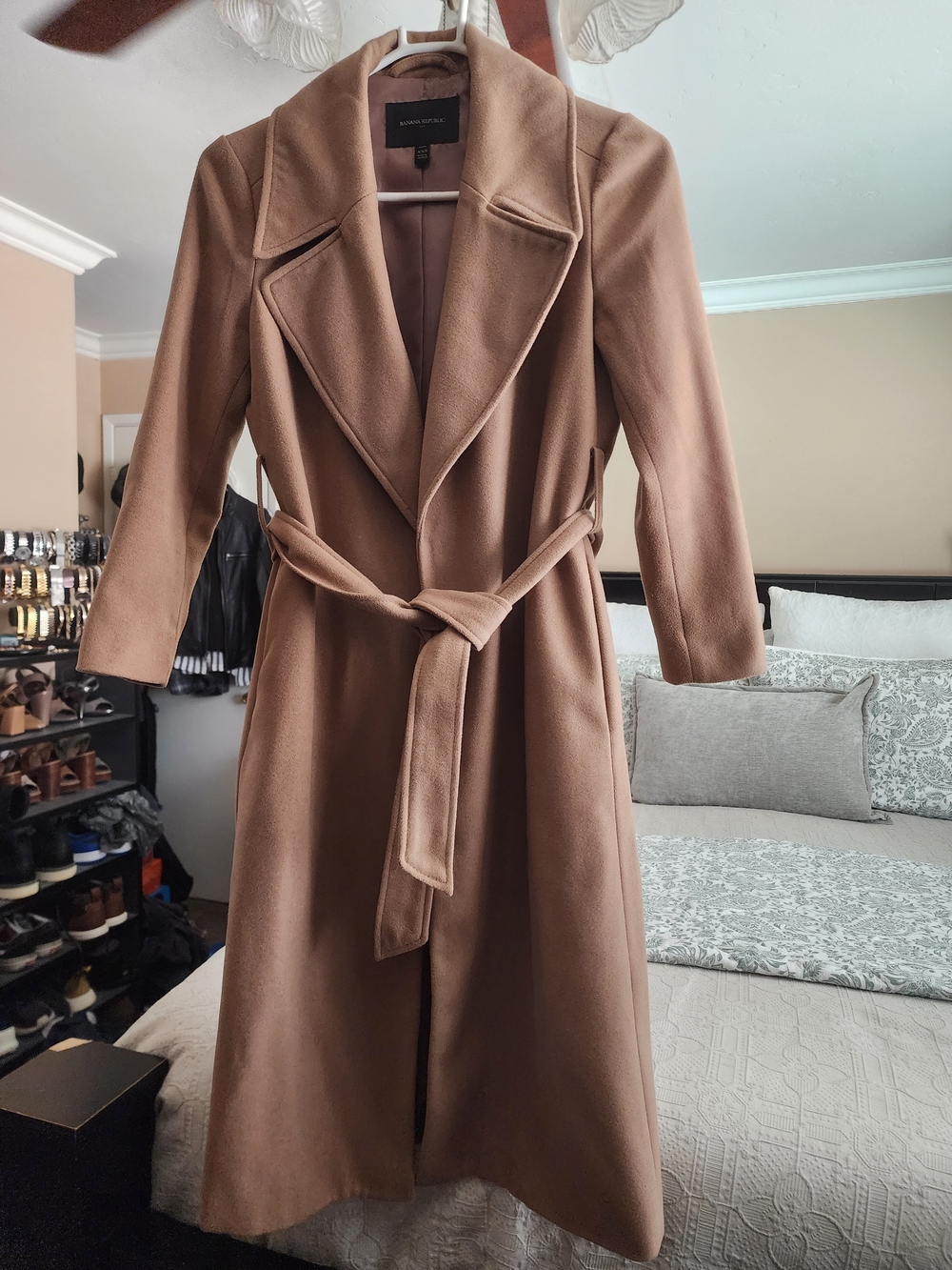 Banana Republic Camel Wool Blend Long Belted Coat